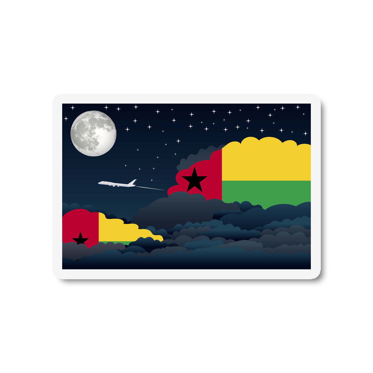 Guinea Bissau Flags Night Clouds Sticker