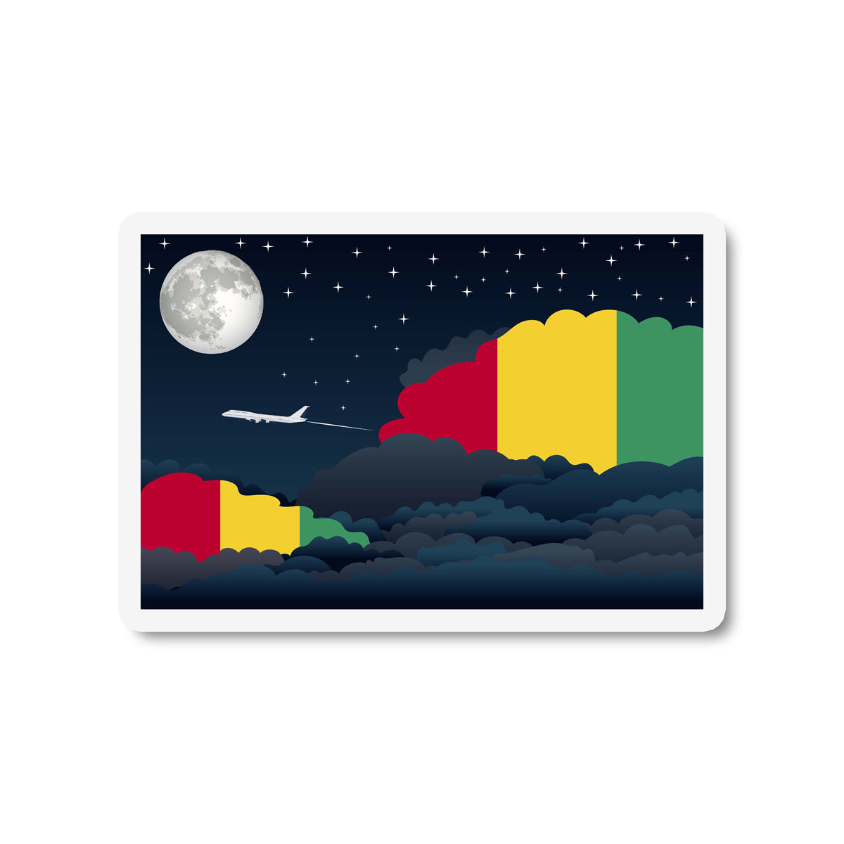 Guinea Flags Night Clouds Sticker