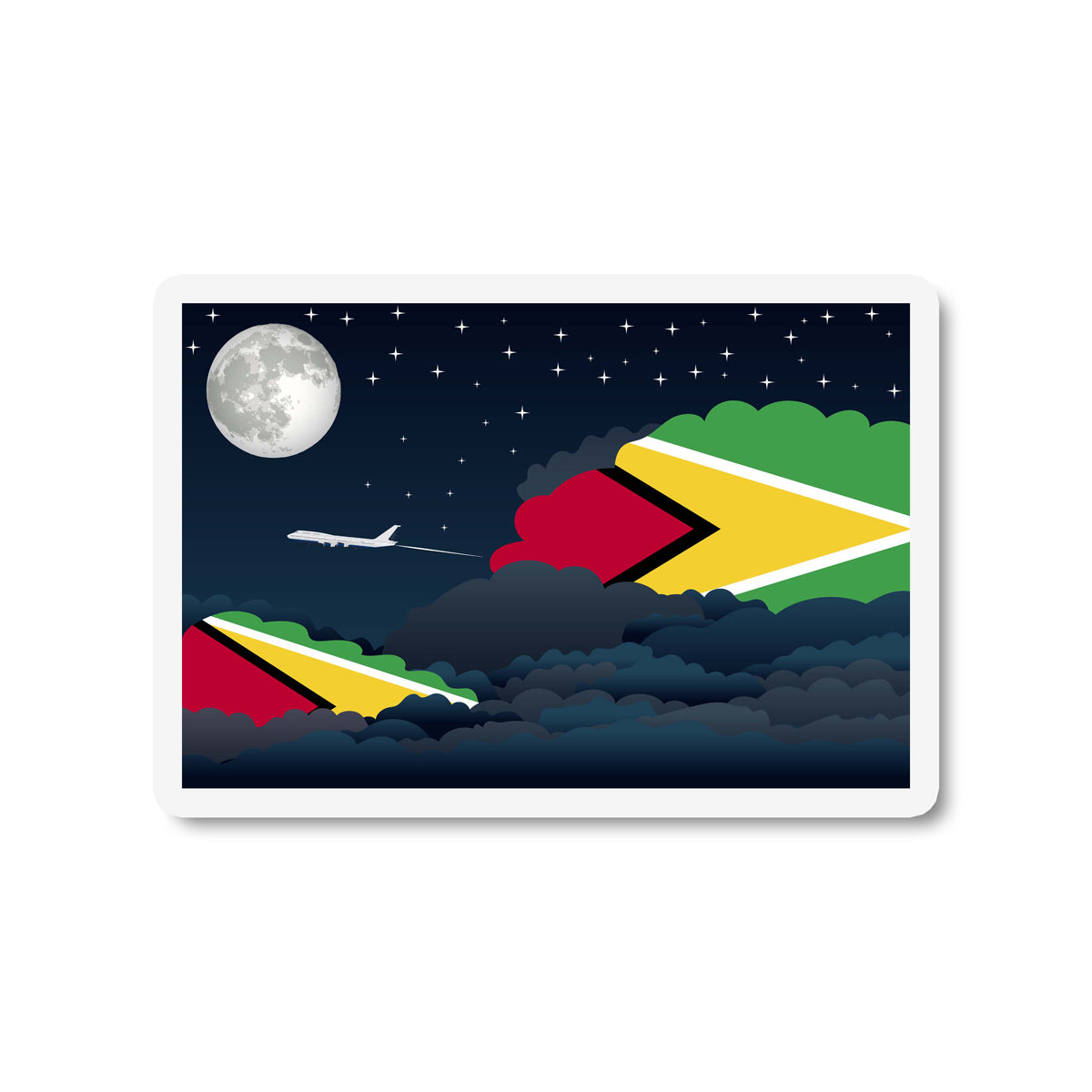 Guyana Flags Night Clouds Sticker