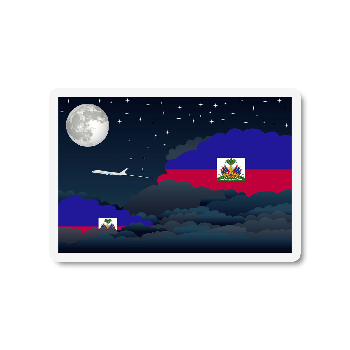 Haiti Flags Night Clouds Sticker