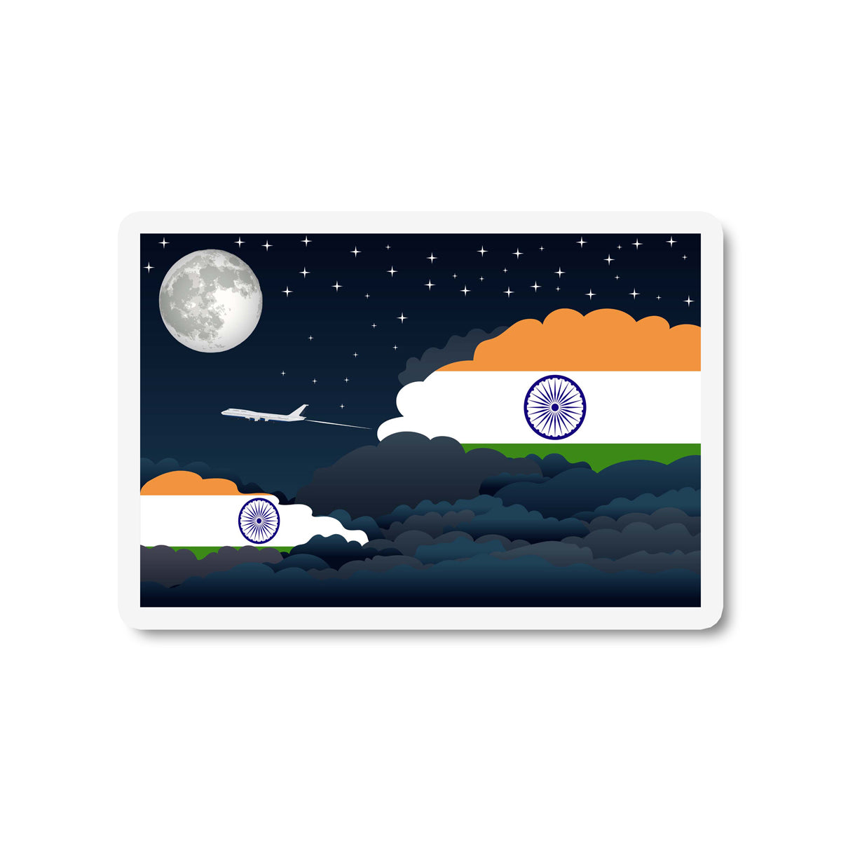 India Flags Night Clouds Sticker