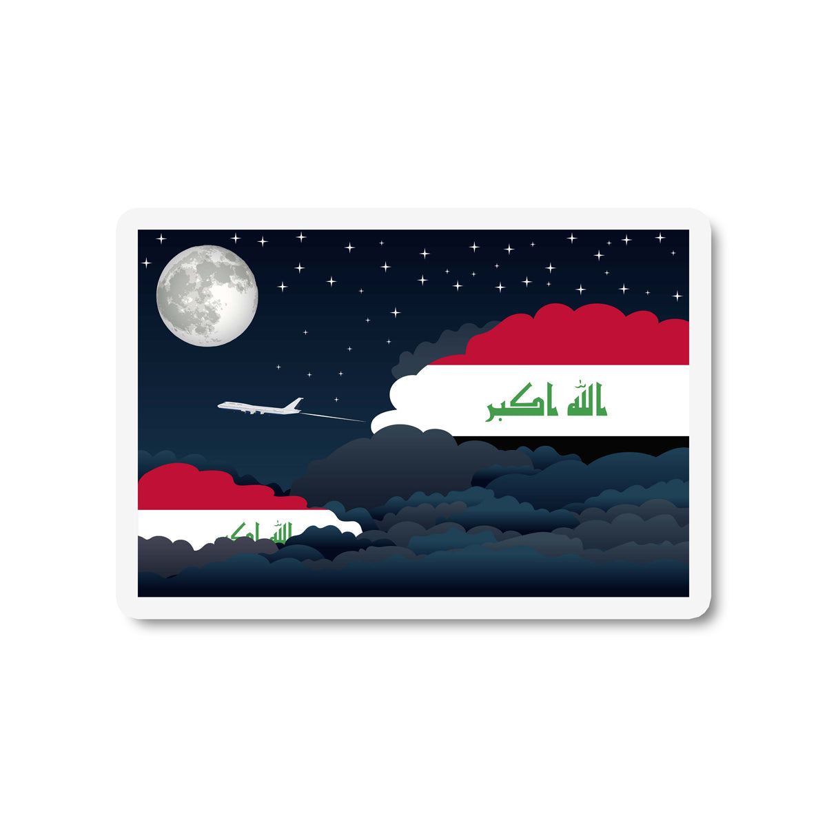Iraq Flags Night Clouds Sticker