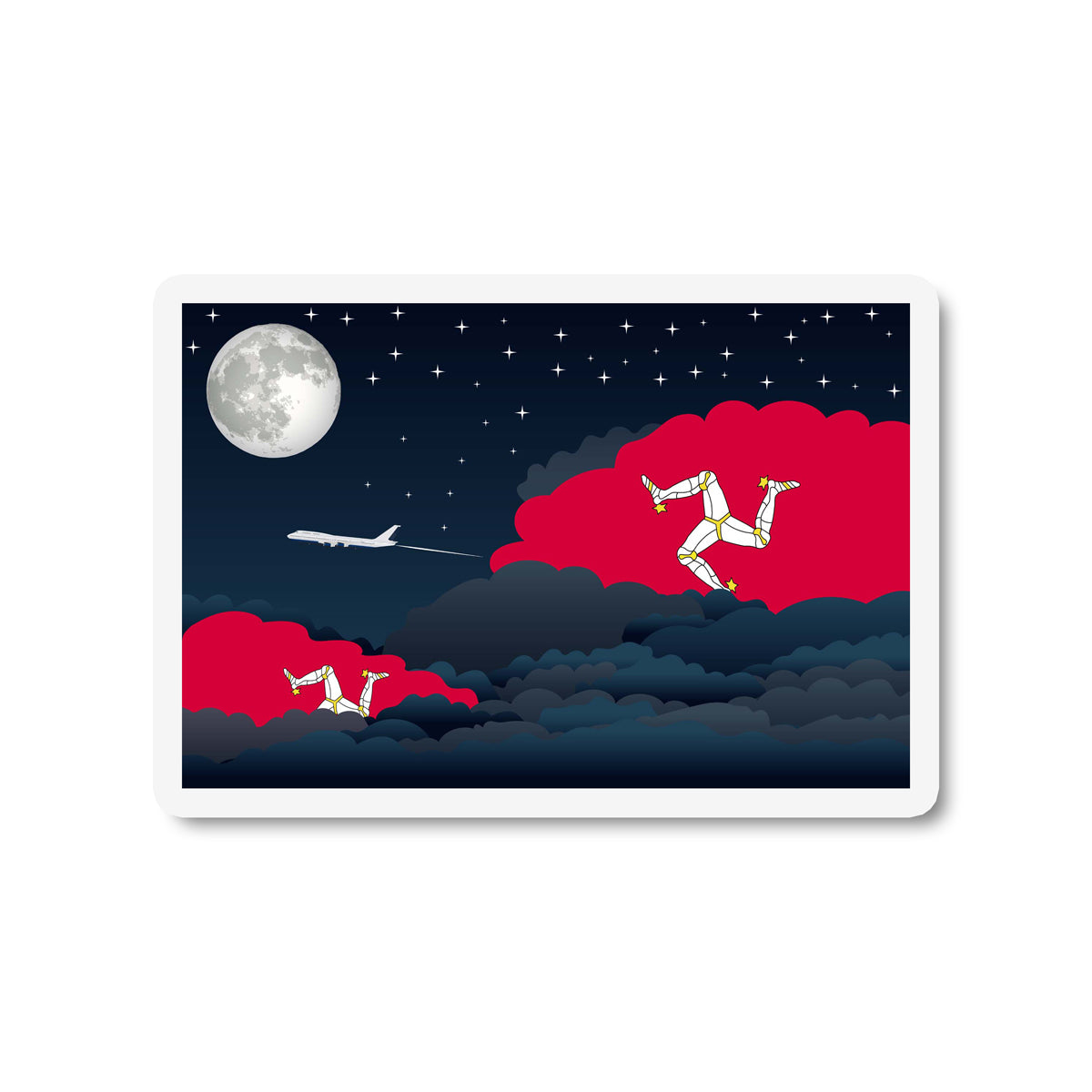 Isle of Man Flags Night Clouds Sticker