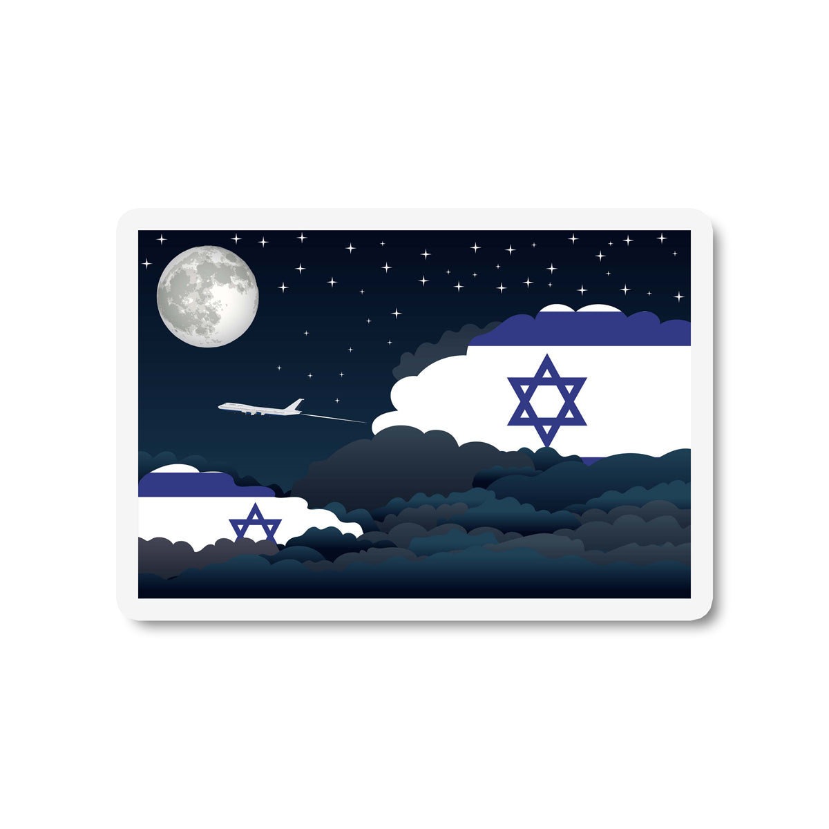 Israel Flags Night Clouds Sticker
