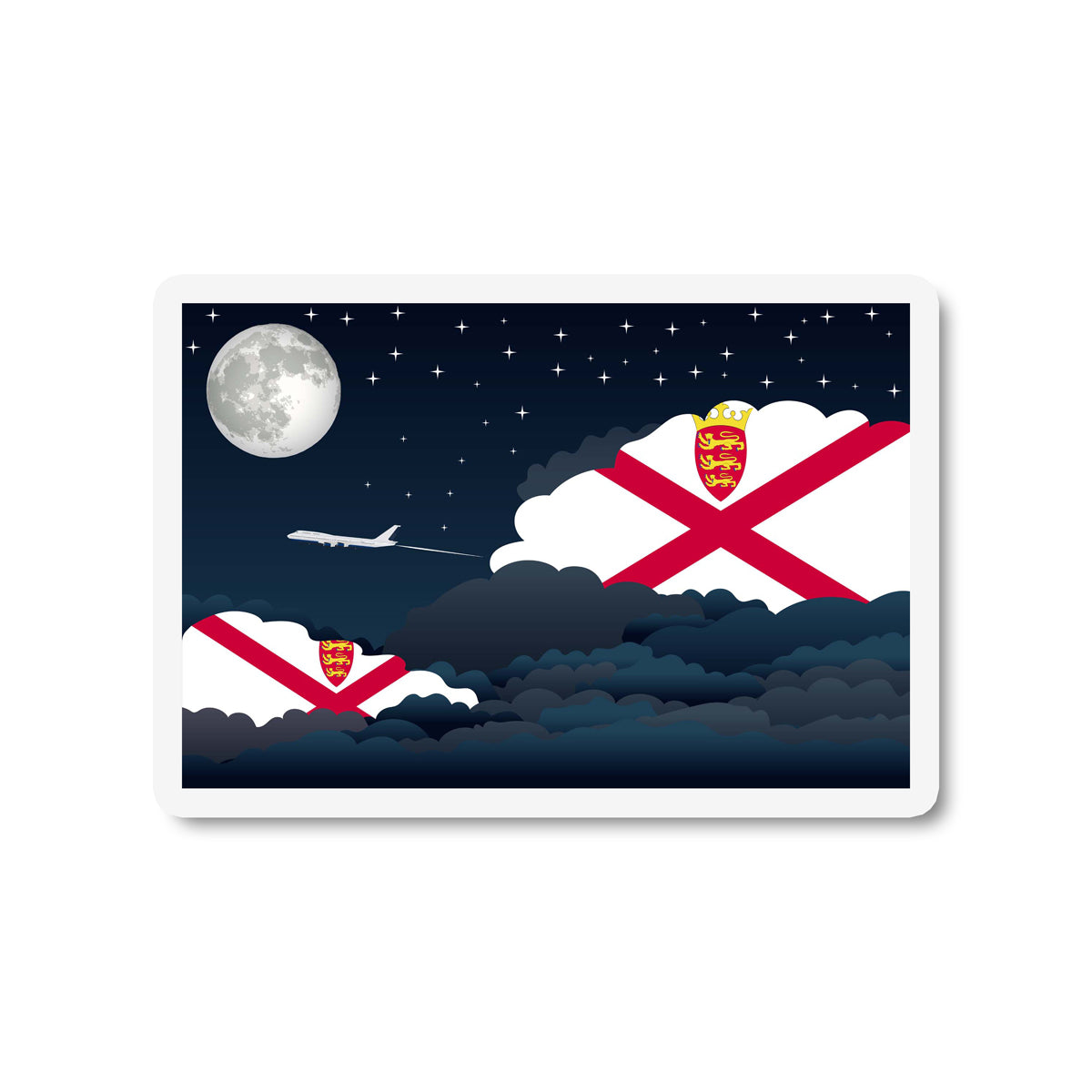 Jersey Flags Night Clouds Sticker