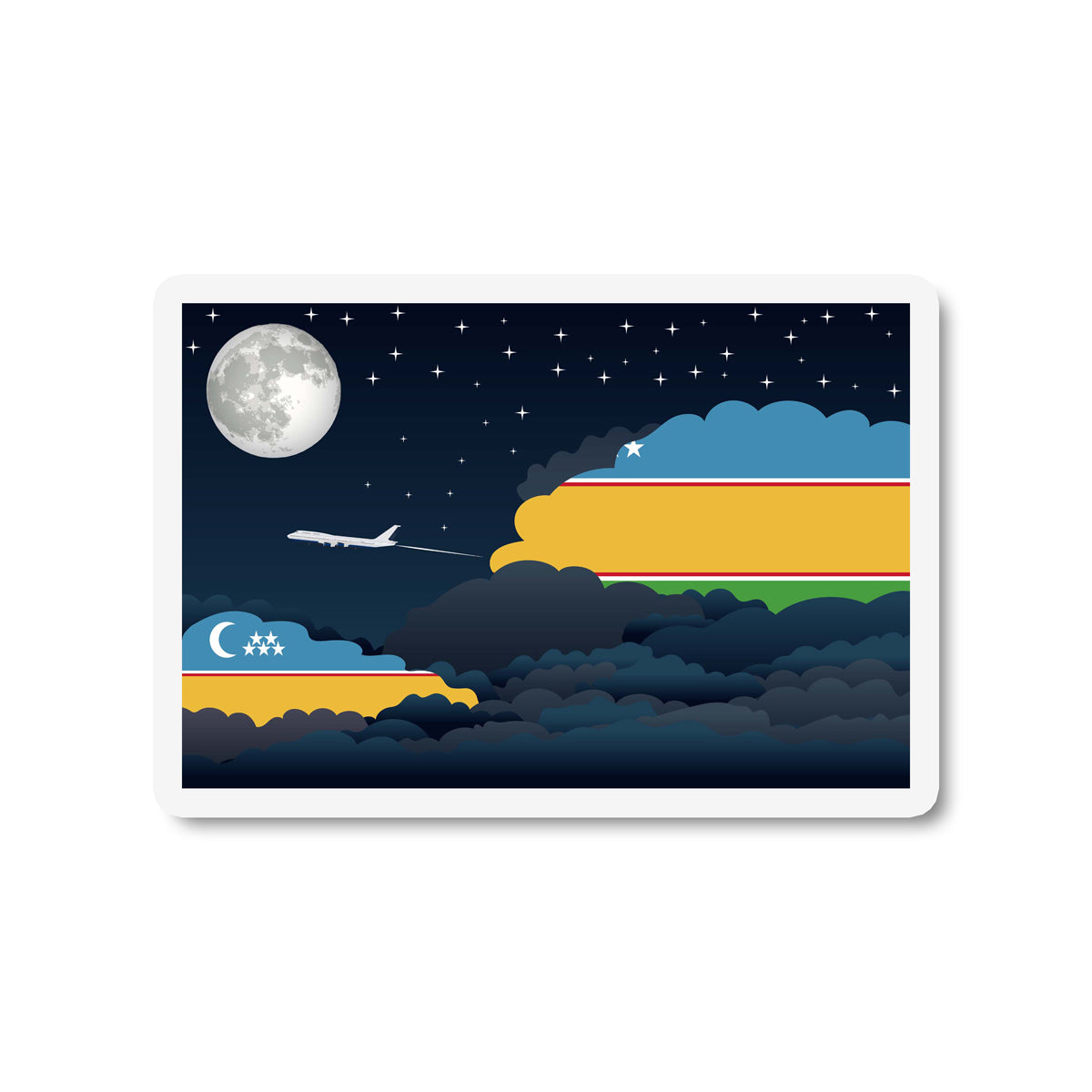 Karakalpakstan Flags Night Clouds Sticker