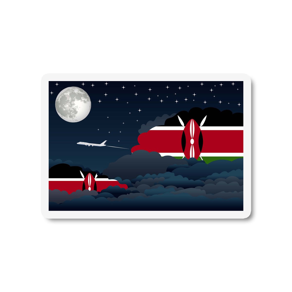 Kenya Flags Night Clouds Sticker