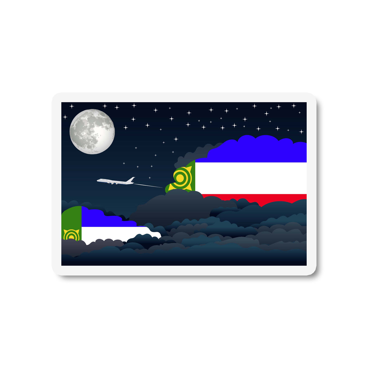 Khakassia Flags Night Clouds Sticker