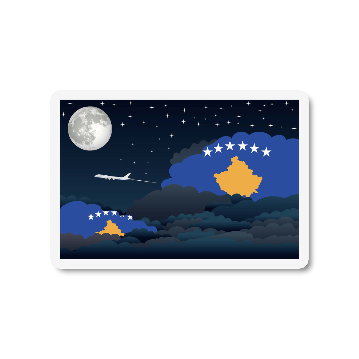 Kosovo Flags Night Clouds Sticker