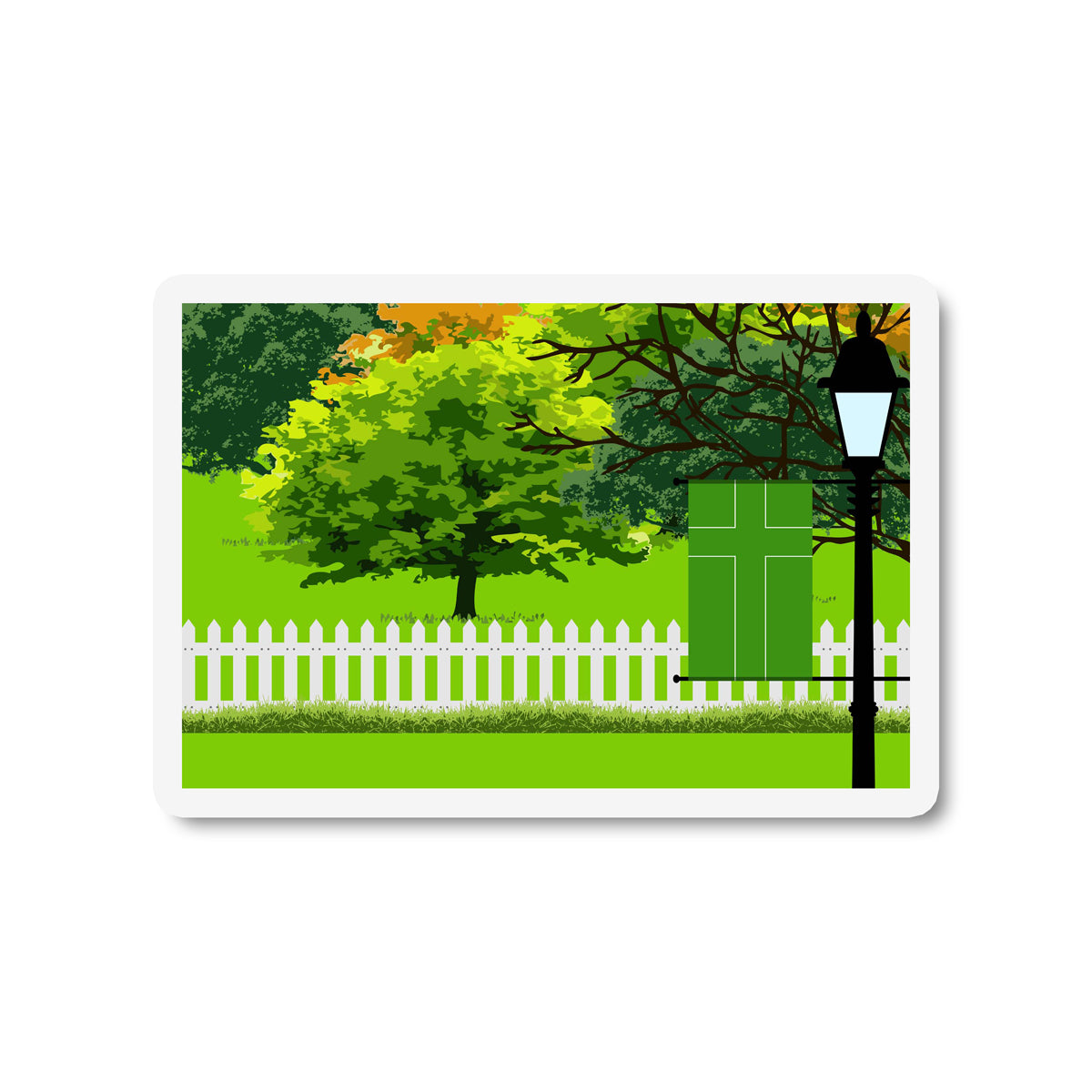 Ladonia Flag Trees and Street Lamp Sticker