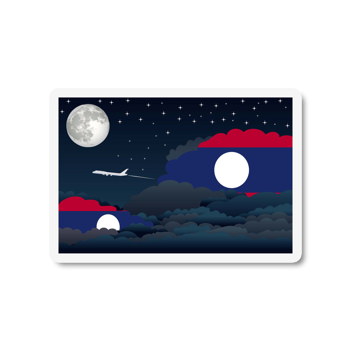 Laos Flags Night Clouds Sticker