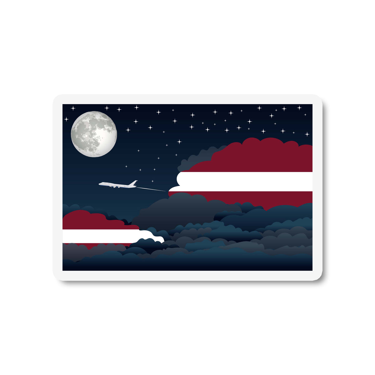 Latvia Flags Night Clouds Sticker