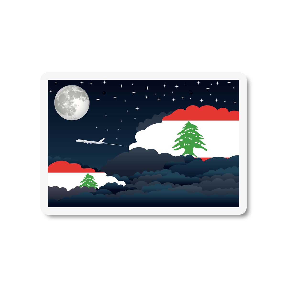 Lebanon Flags Night Clouds Sticker