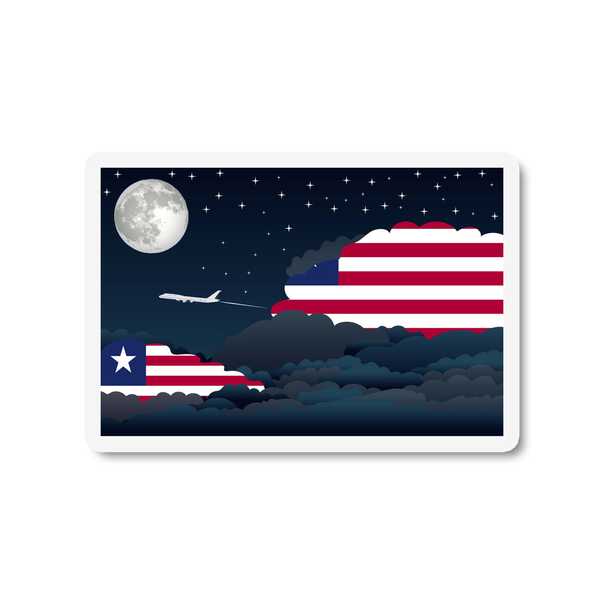 Liberia Flags Night Clouds Sticker