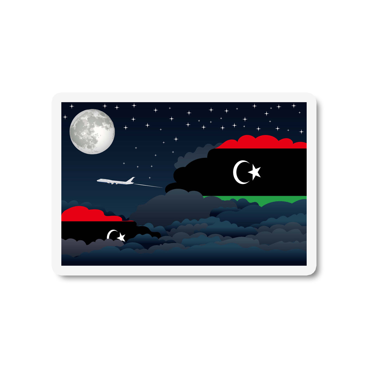 Libya Flags Night Clouds Sticker