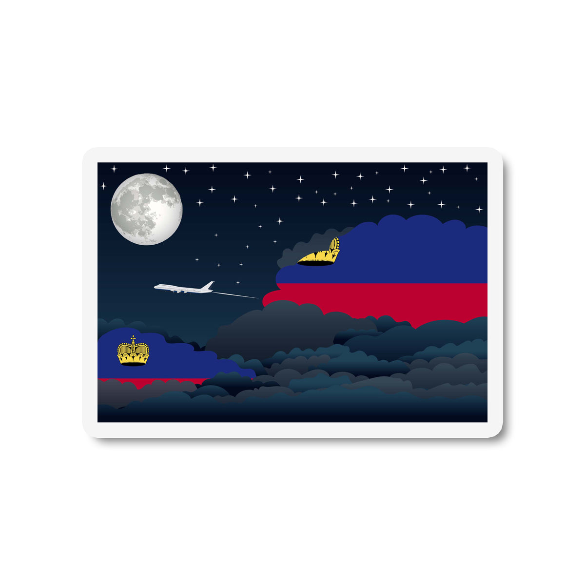 Liechtenstein Flags Night Clouds Sticker