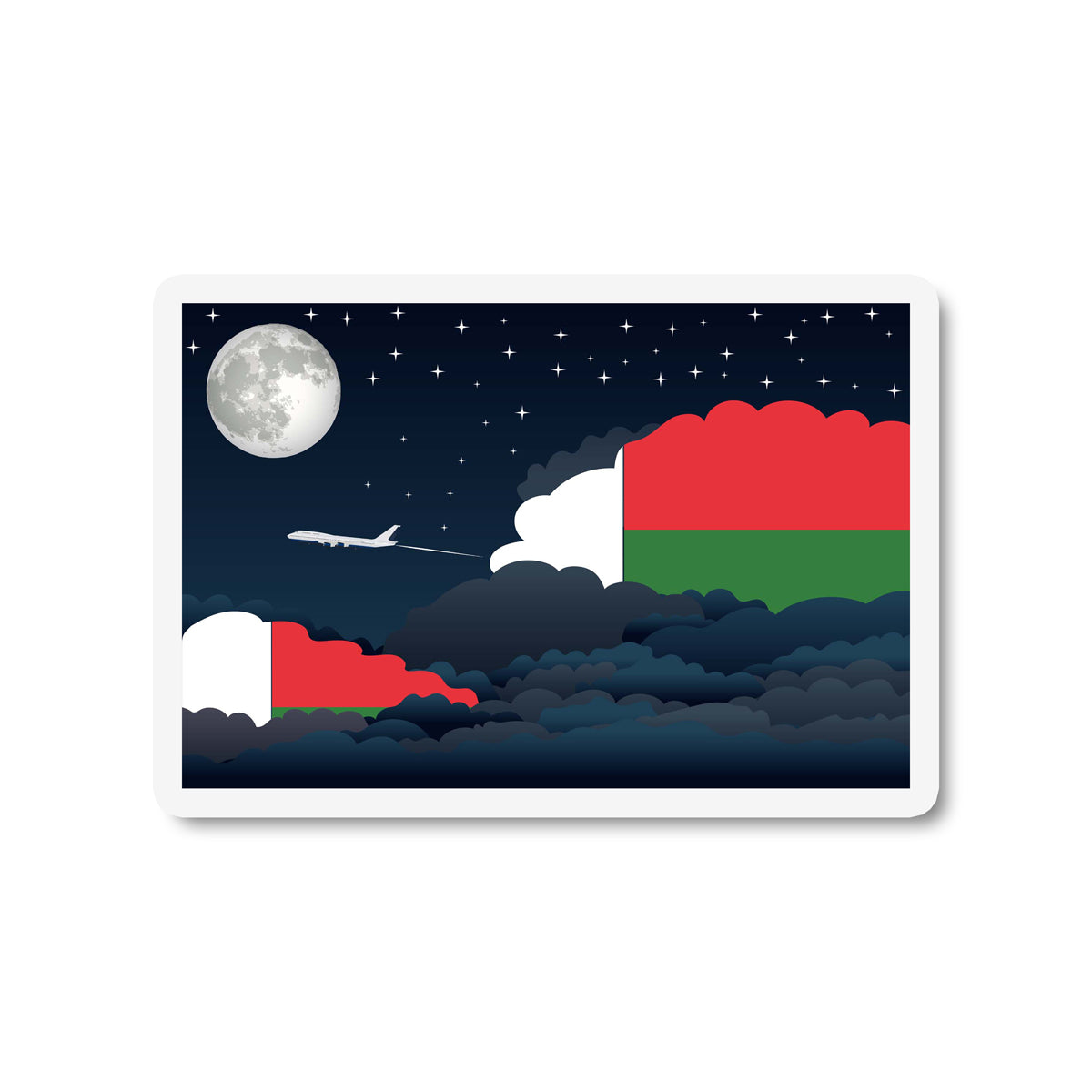 Madagascar Flags Night Clouds Sticker
