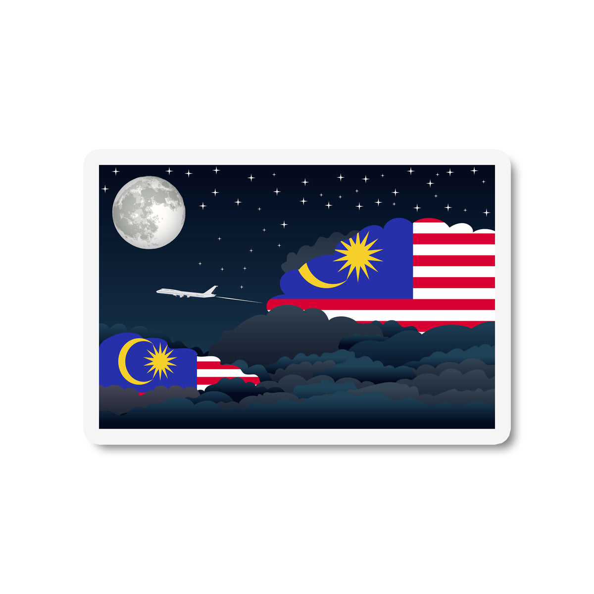 Malaysia Flags Night Clouds Sticker
