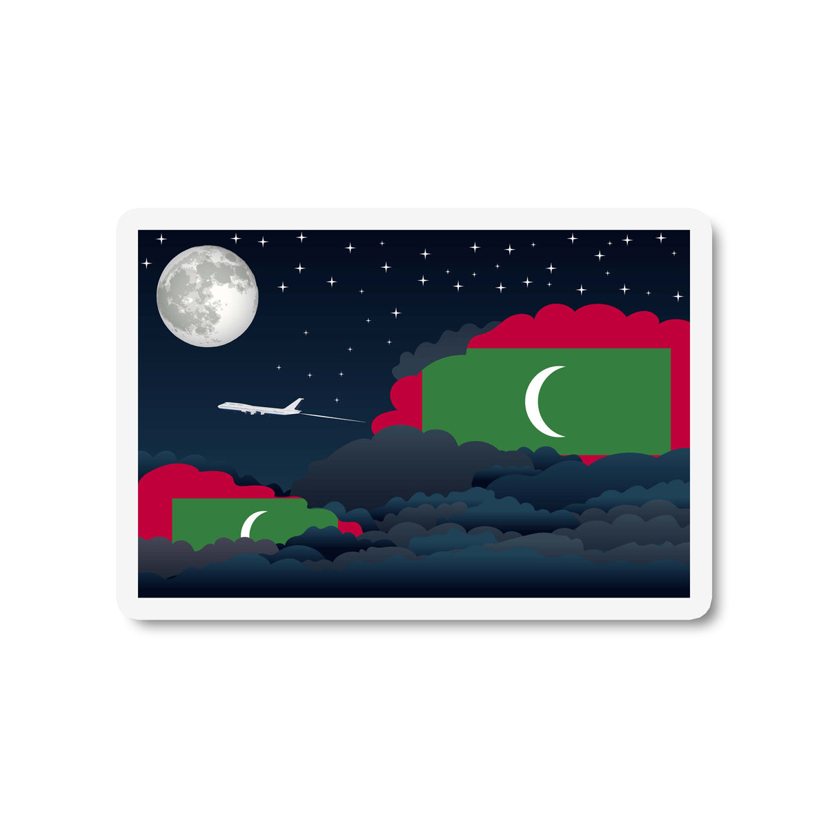Maldives Flags Night Clouds Sticker