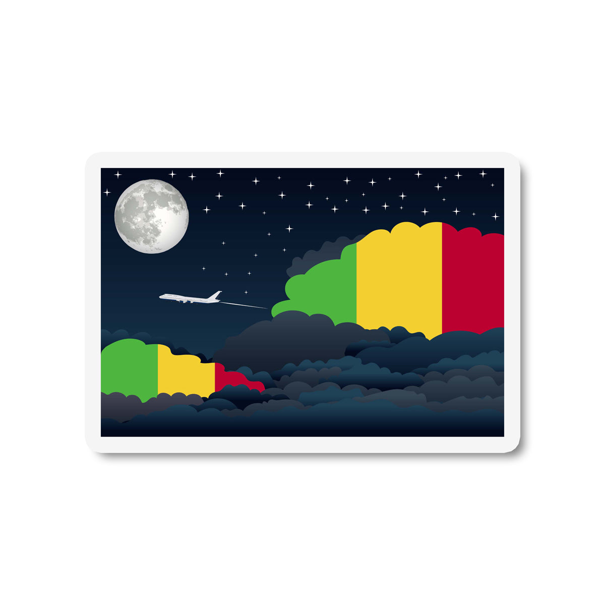 Mali Flags Night Clouds Sticker