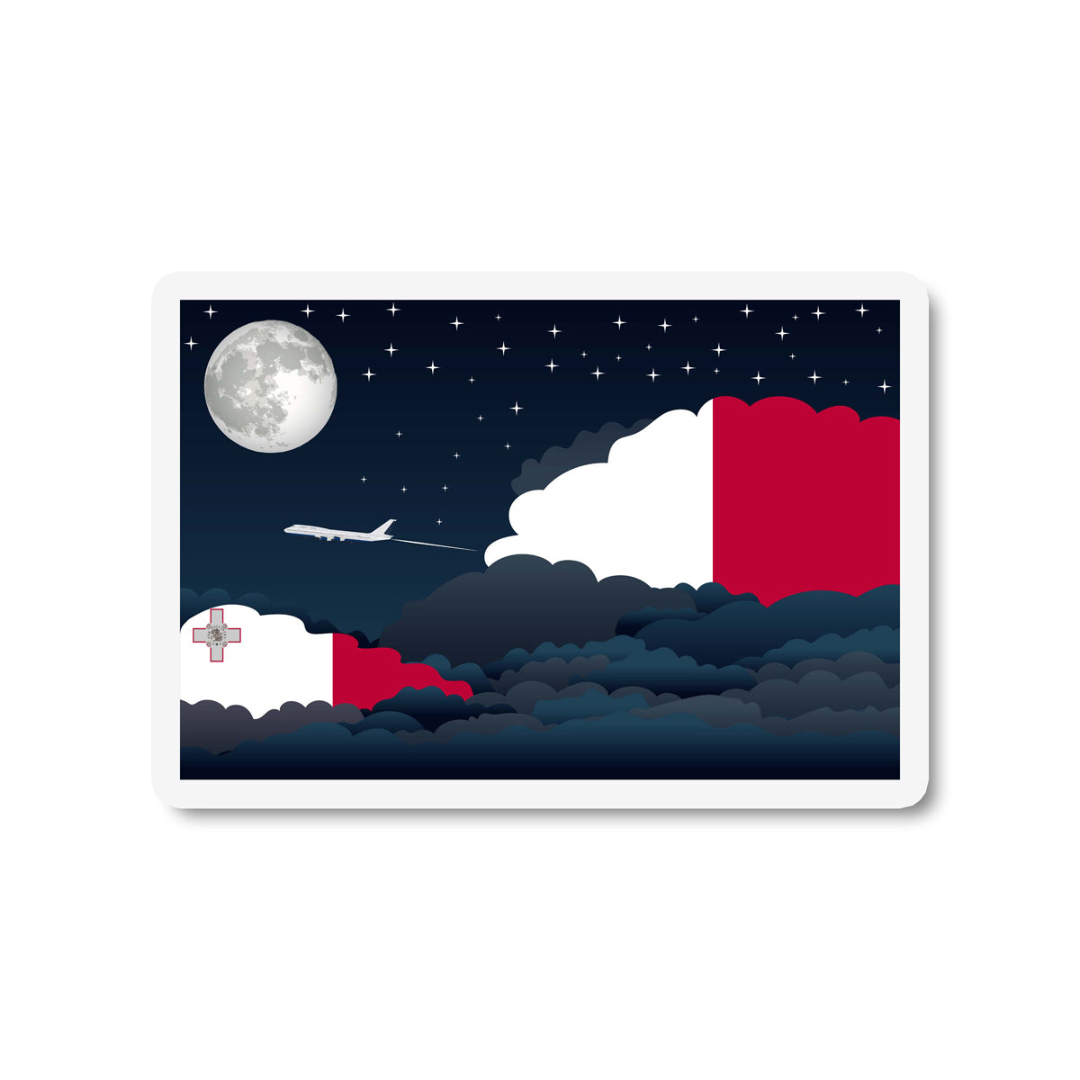Malta Flags Night Clouds Sticker