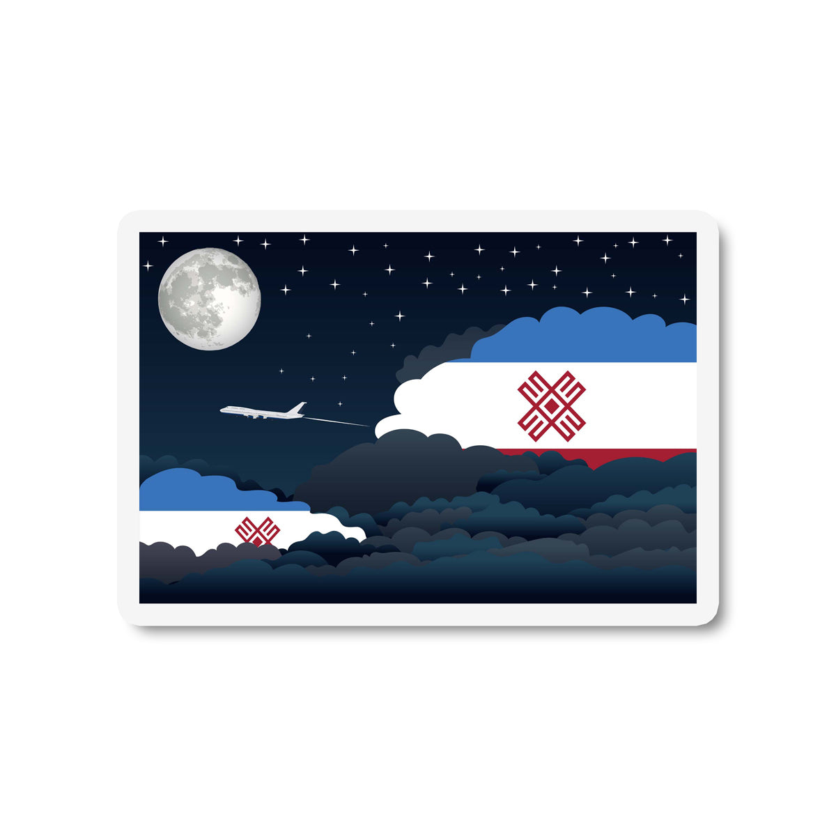 Mari El Flags Night Clouds Sticker