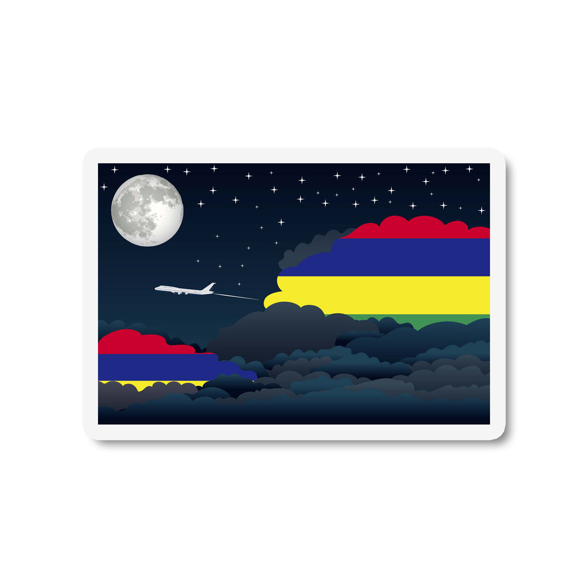 Mauritius Flags Night Clouds Sticker