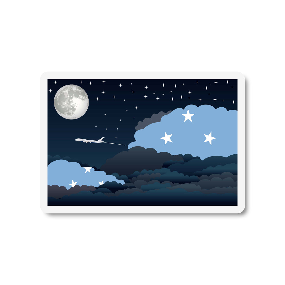 Micronesia Federated-States Flags Night Clouds Sticker