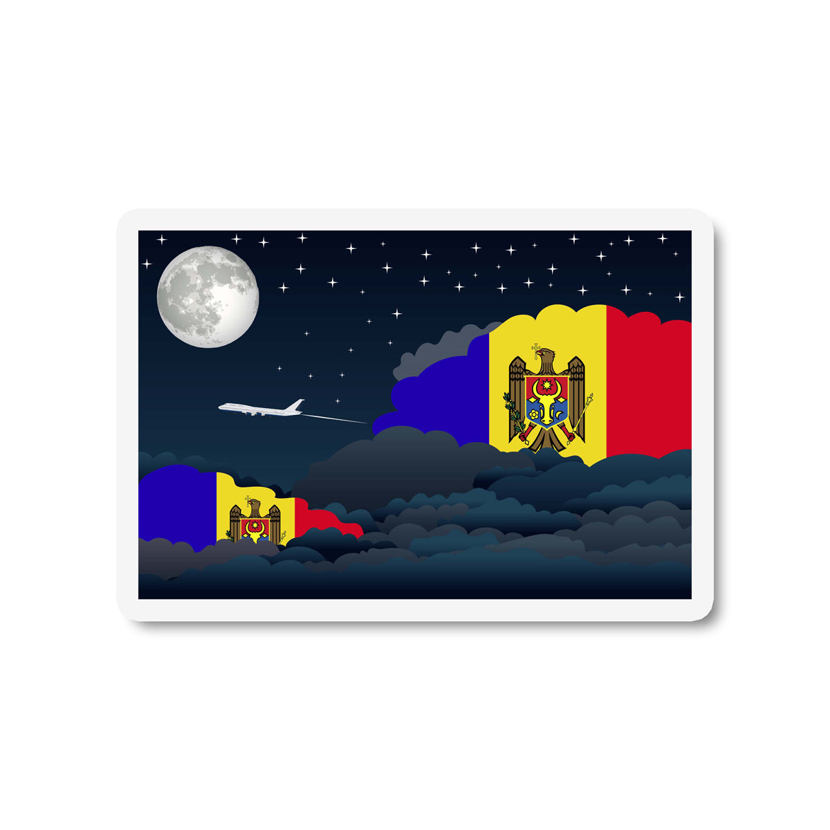 Moldova Flags Night Clouds Sticker