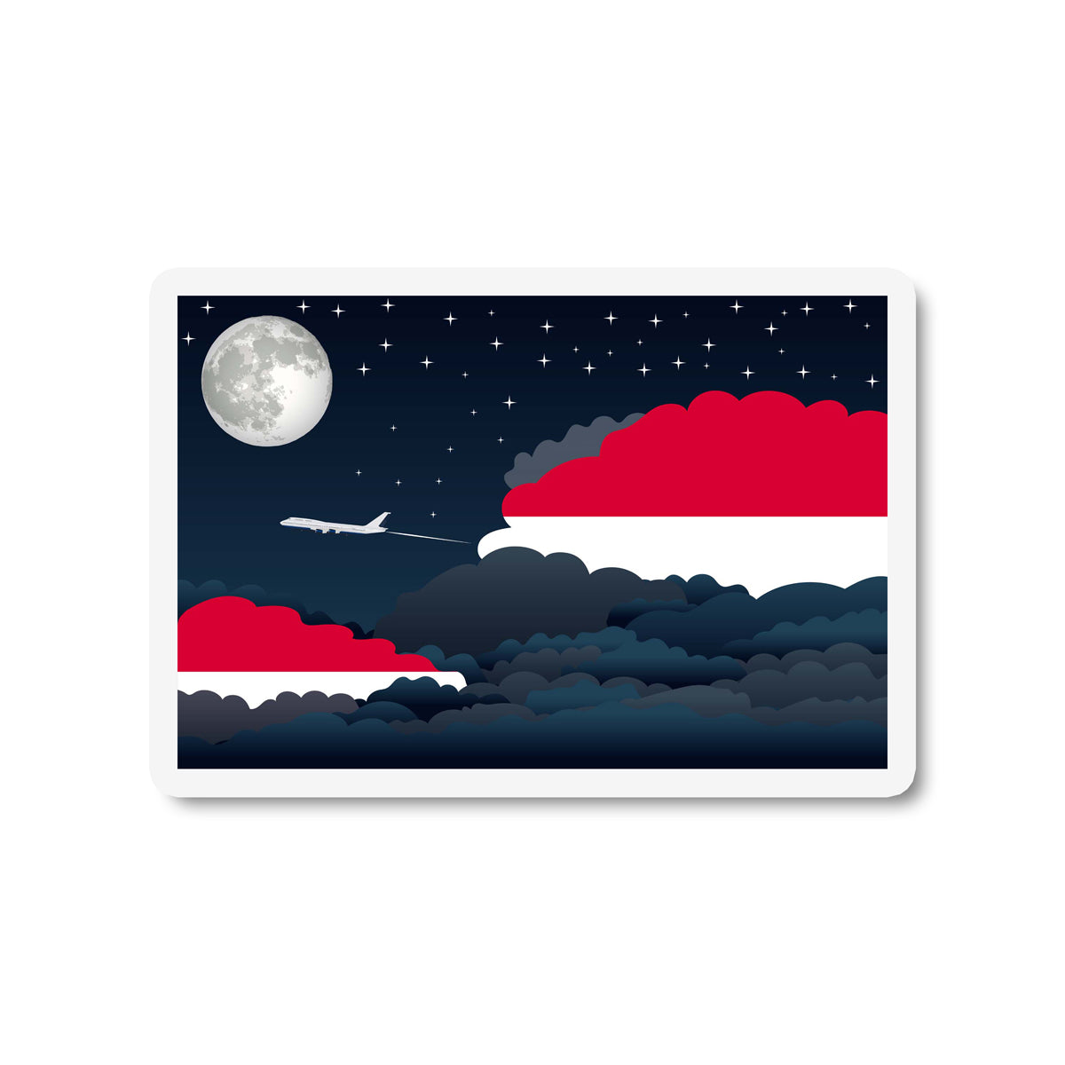 Monaco Flags Night Clouds Sticker