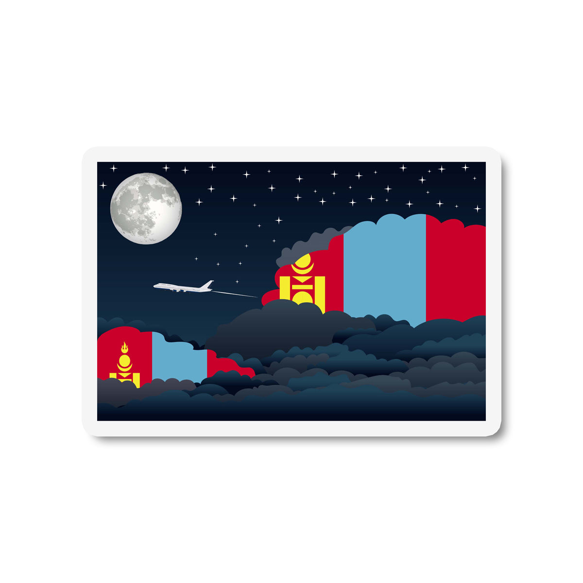 Mongolia Flags Night Clouds Sticker