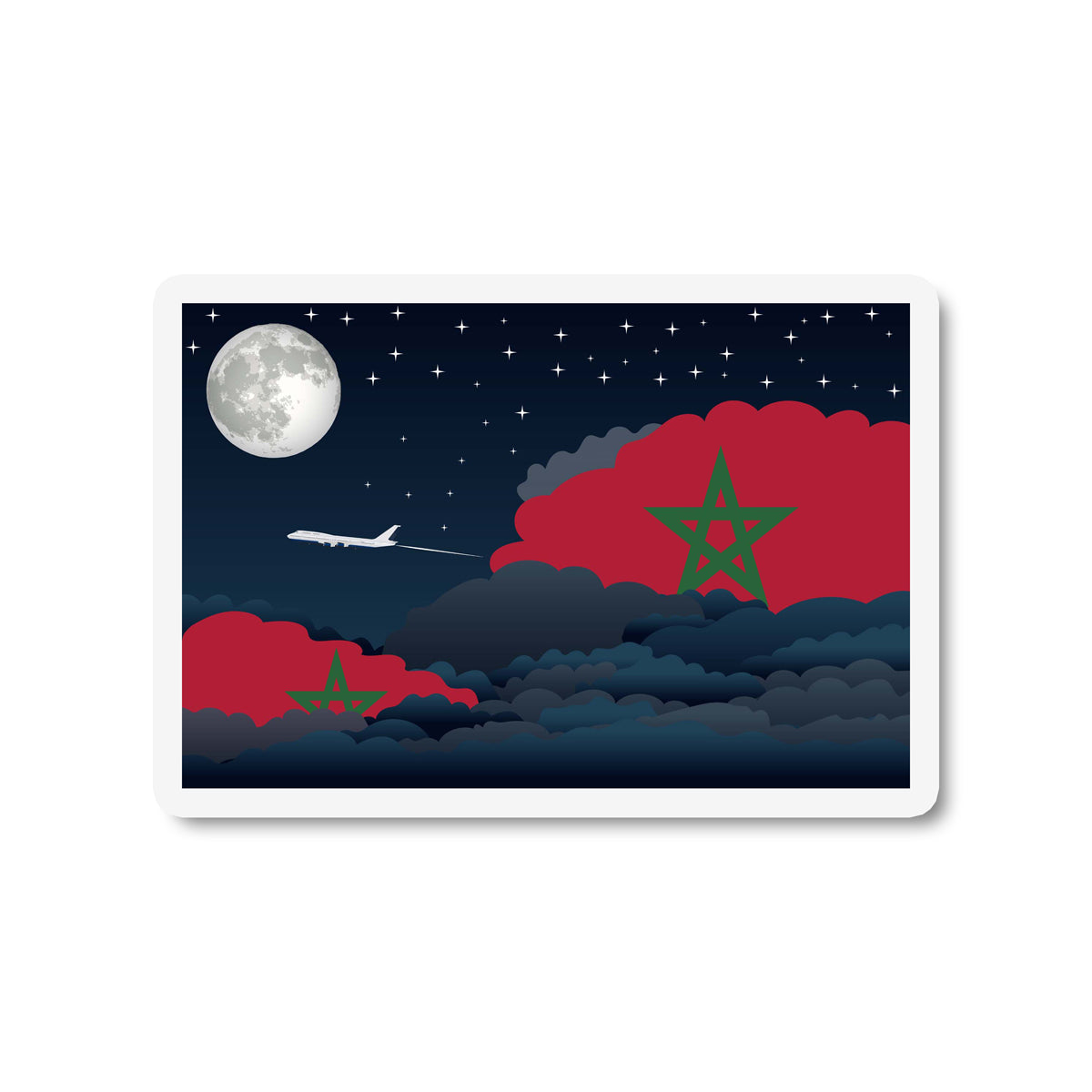 Morocco Flags Night Clouds Sticker