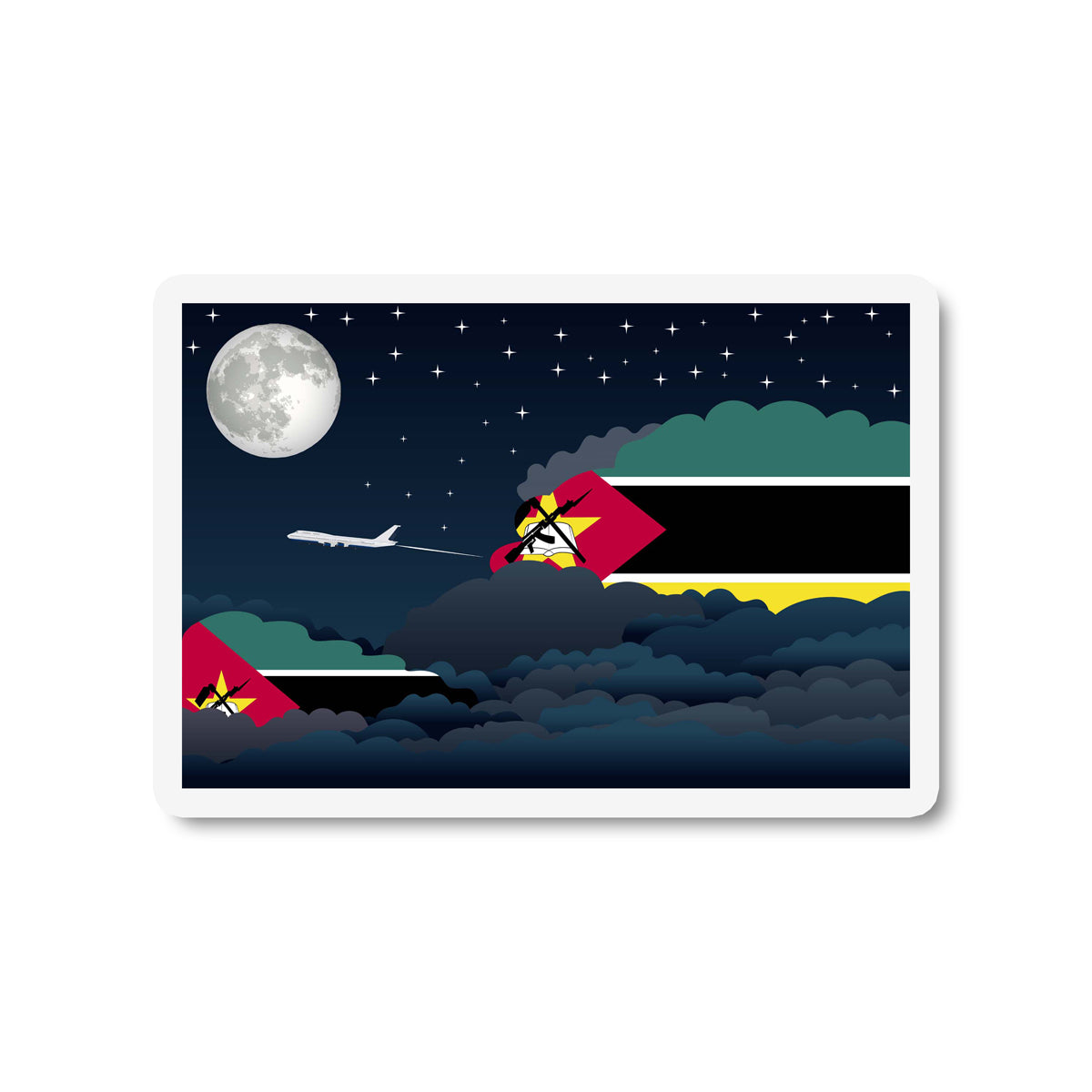 Mozambique Flags Night Clouds Sticker