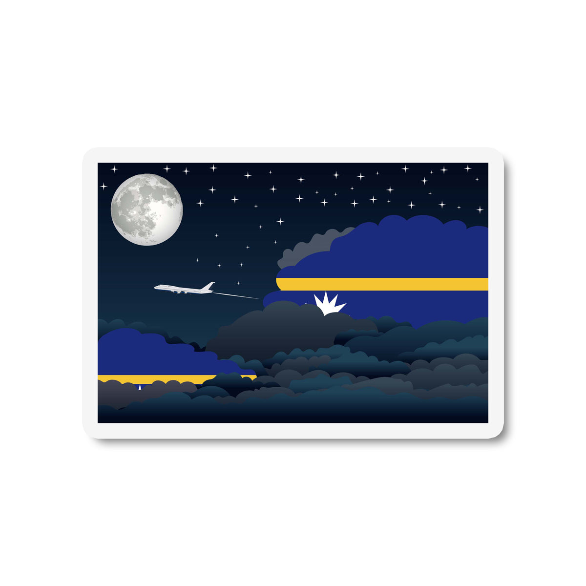 Nauru Flags Night Clouds Sticker