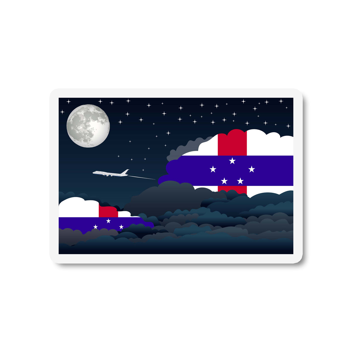 Netherlands Antilles Flags Night Clouds Sticker