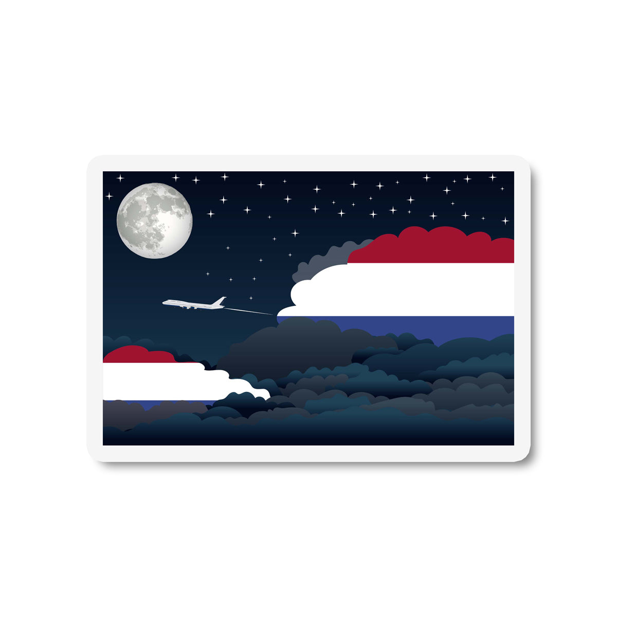 Netherlands Flags Night Clouds Sticker