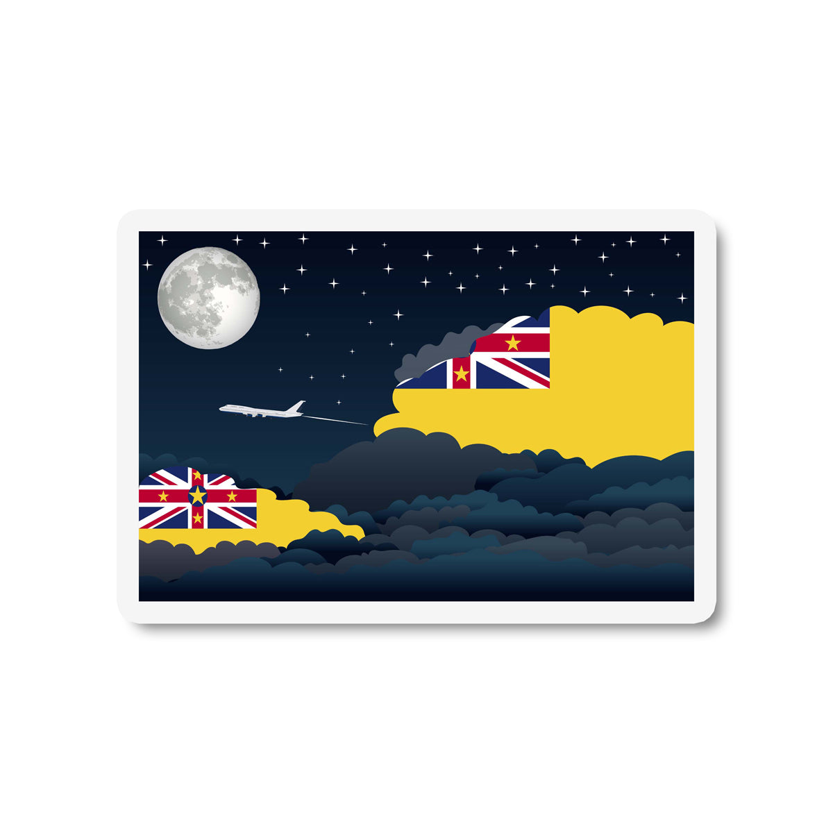 Niue Flags Night Clouds Sticker