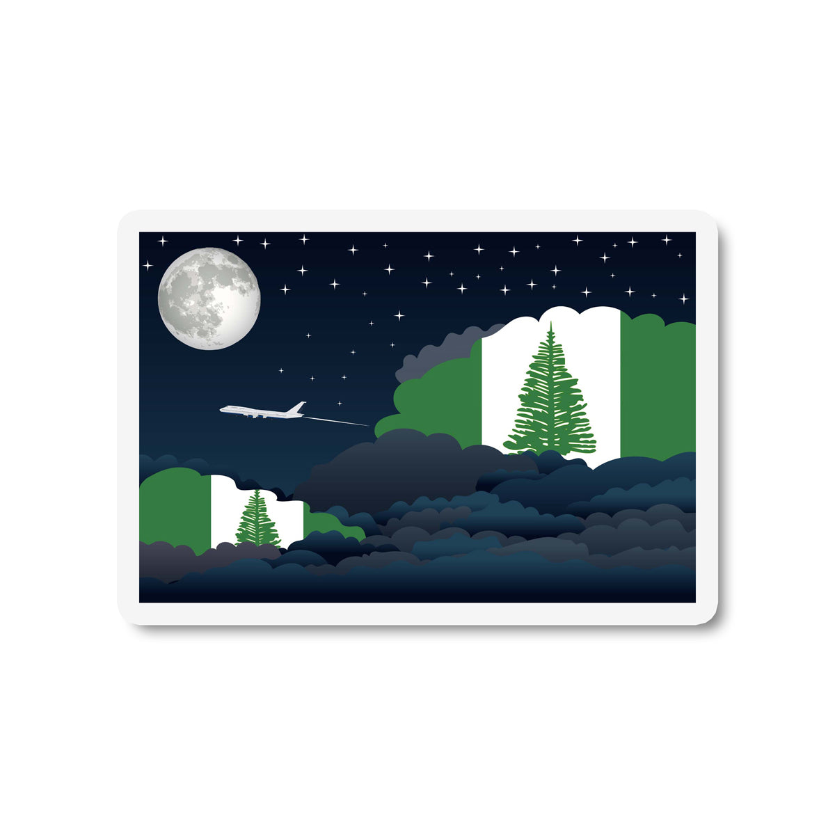 Norfolk Island Flags Night Clouds Sticker