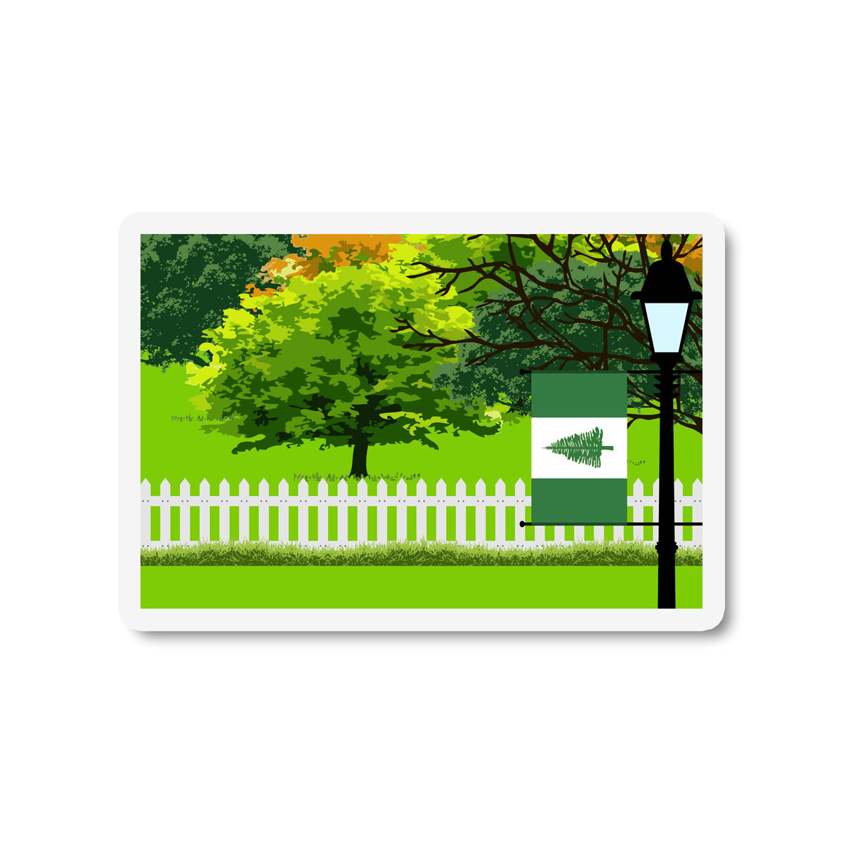 Norfolk Islands Flag Trees and Street Lamp Sticker
