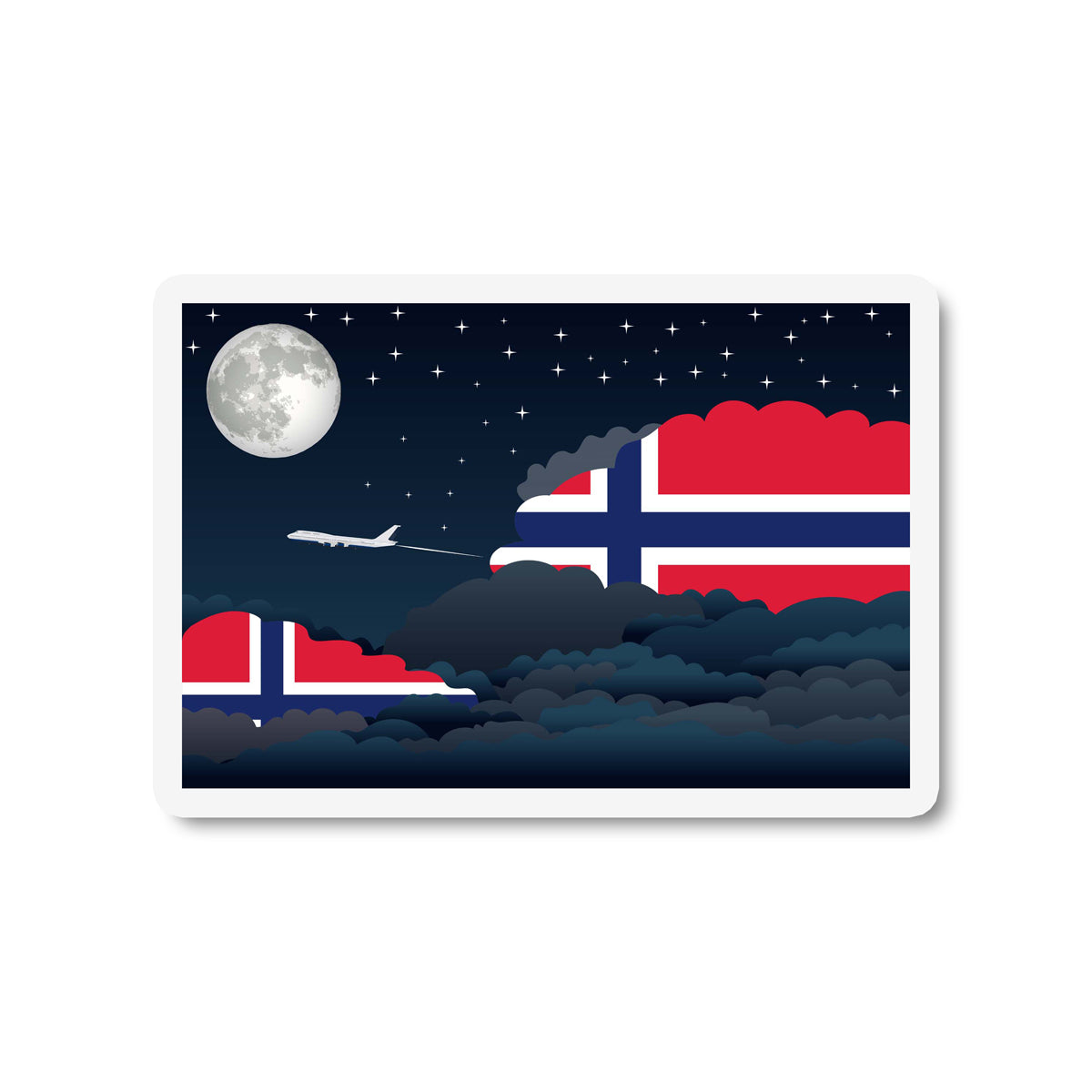 Norway Flags Night Clouds Sticker