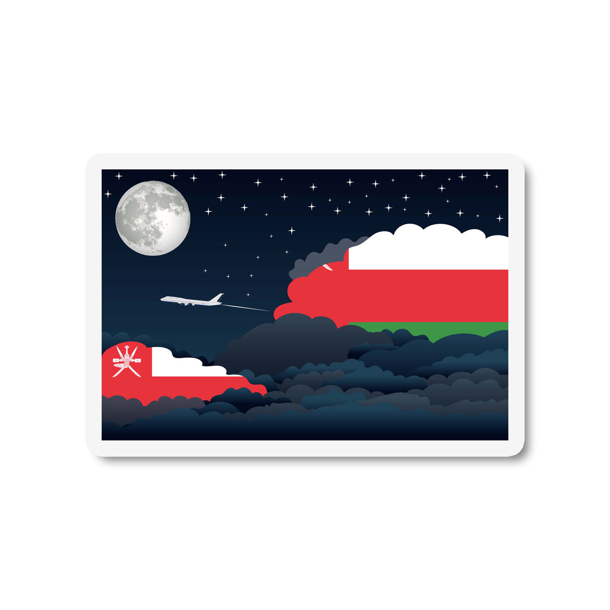 Oman Flags Night Clouds Sticker