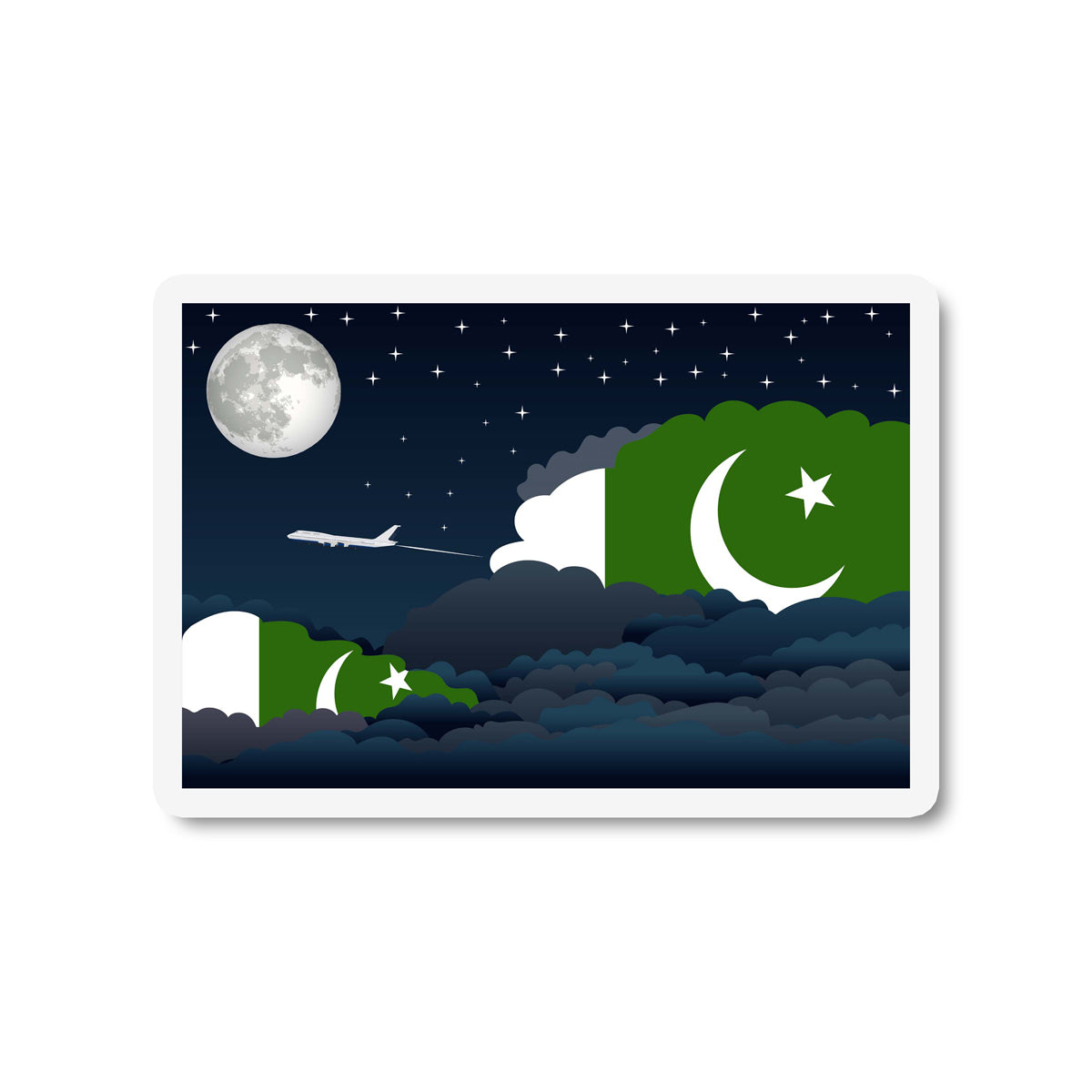 Pakistan Flags Night Clouds Sticker