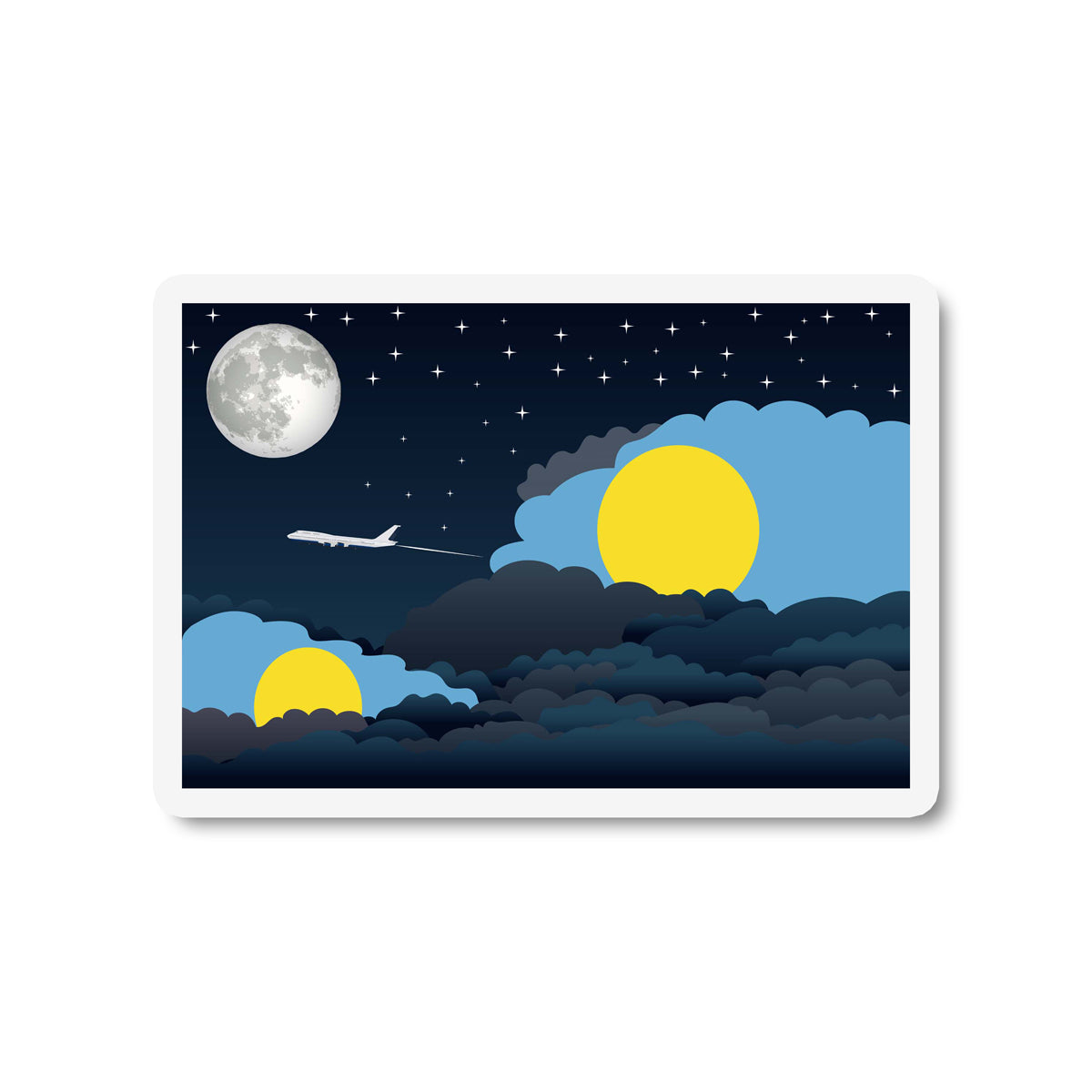 Palau Flags Night Clouds Sticker