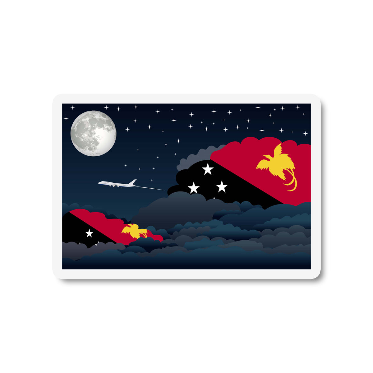 Papua New Guinea Flags Night Clouds Sticker