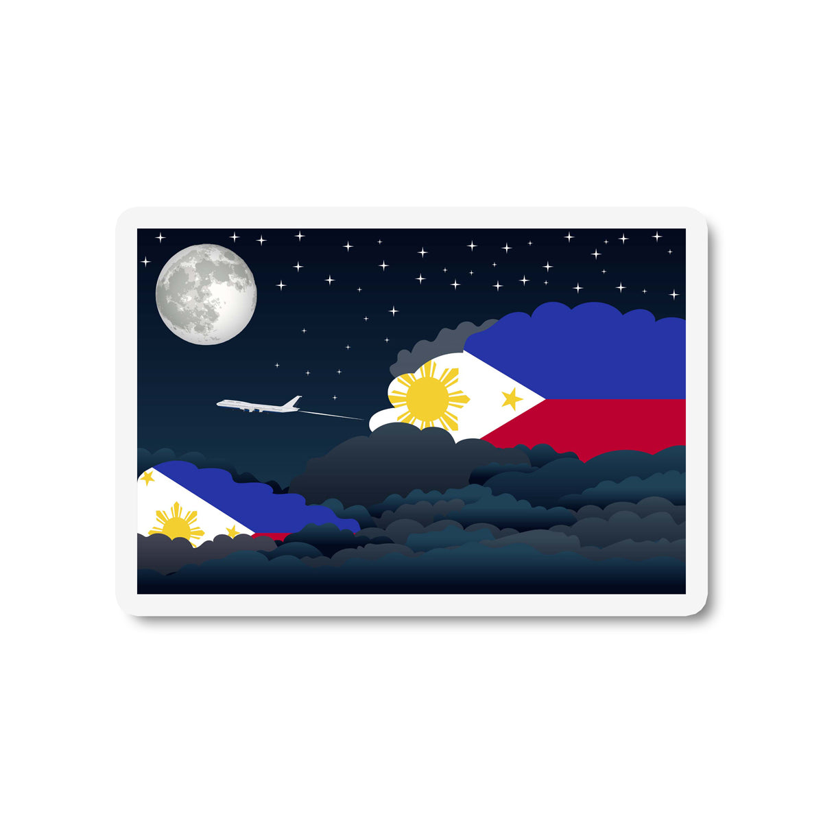 Philippines Flags Night Clouds Sticker
