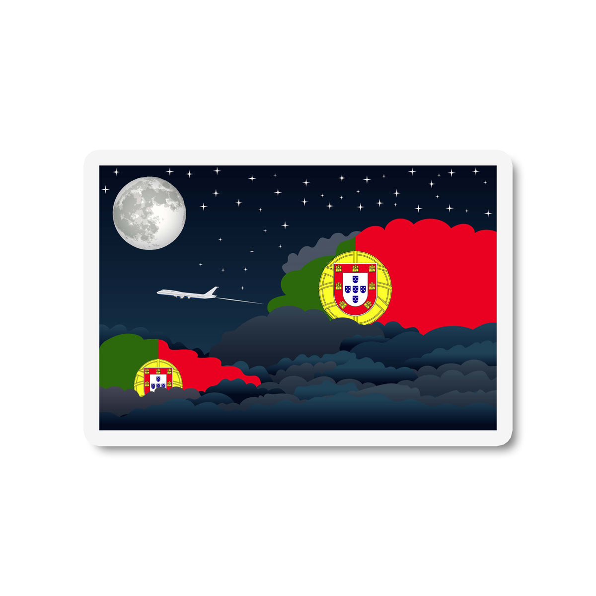 Portugal Flags Night Clouds Sticker