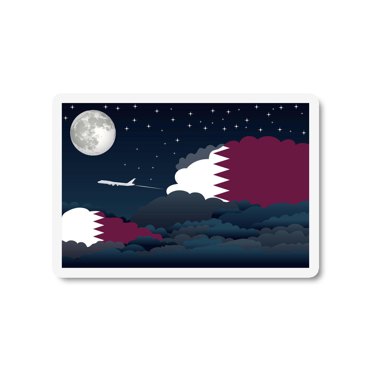 Qatar Flags Night Clouds Sticker