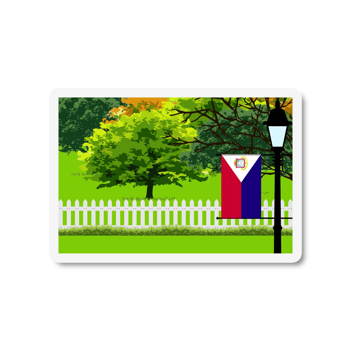 Saint Martin Flag Trees and Street Lamp Sticker