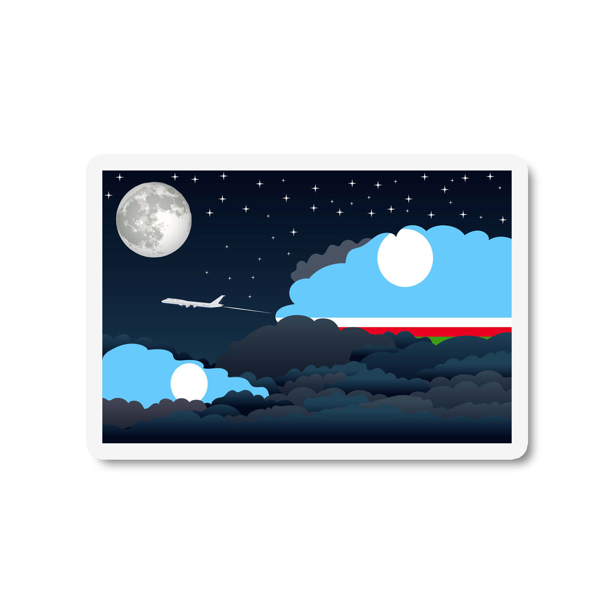 Sakha Republic Flags Night Clouds Sticker