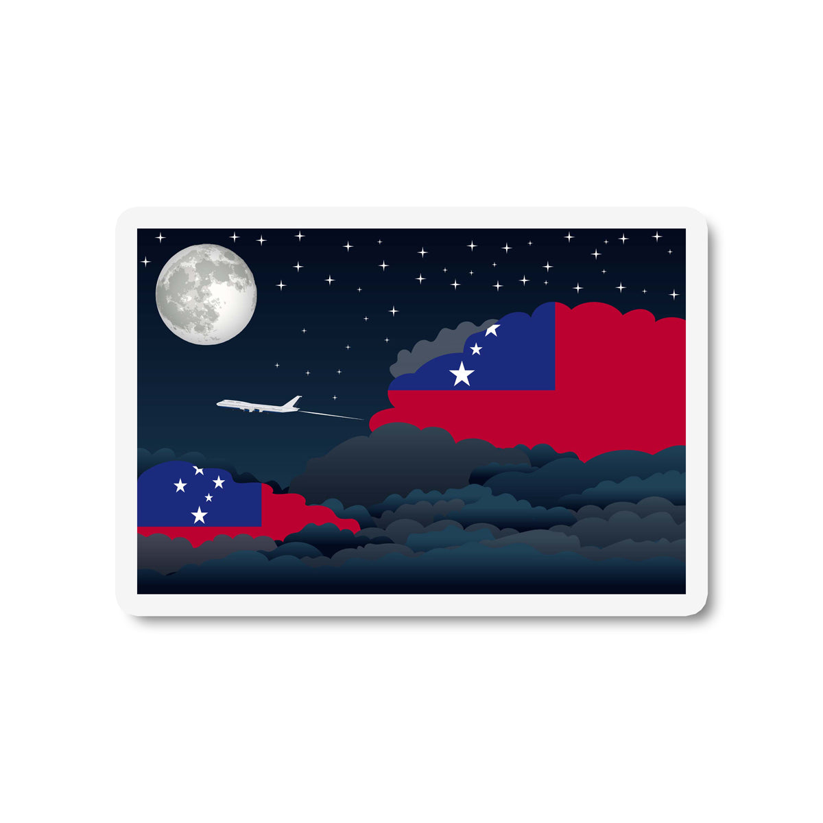 Samoa Flags Night Clouds Sticker